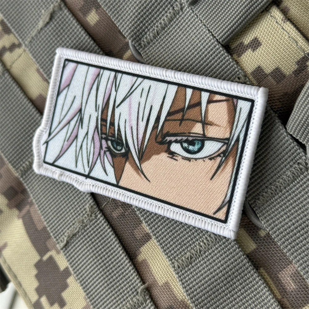 Parche de ojos de Anime Satoru Gojo, moral táctica, apliques personalizados, parches de gancho y bucle impresos para ropa, pegatina de equipo militar - imagen 5