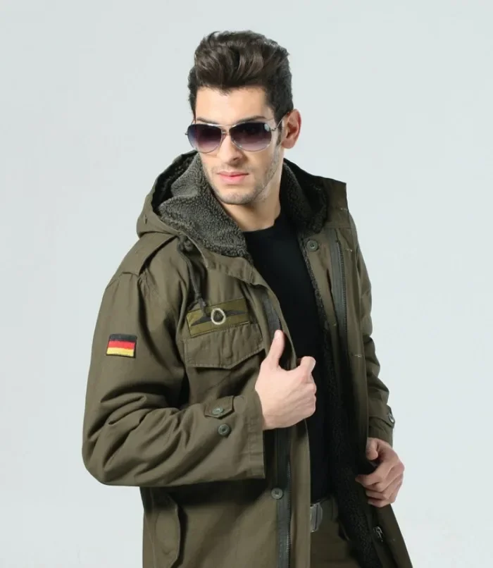 Chaqueta de caza para hombre, gabardina térmica de algodón con capucha, abrigo con forro polar, Invierno - imagen 3