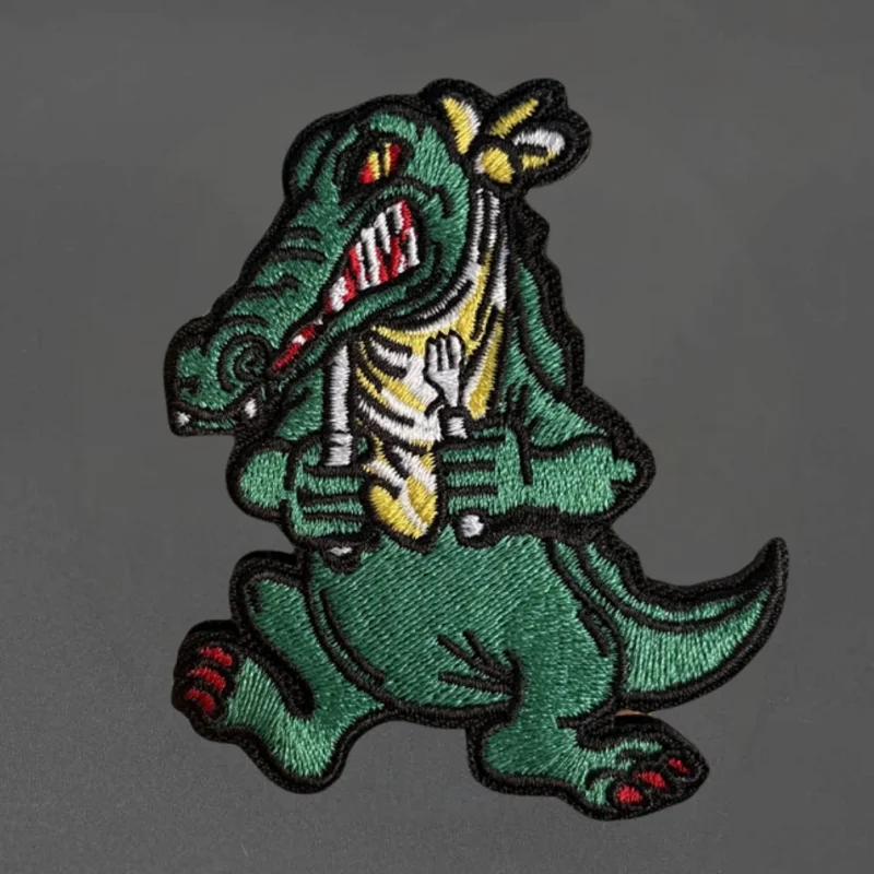 Parche bordado de cocodrilo hambriento, chaleco táctico, insignia de moral con gancho y bucle, pegatinas decorativas para mochila, parches para brazalete para ropa - imagen 2