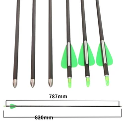 Toparchery - Flechas de carbono puro de 32 pulgadas, ID 4,2 mm, Spine 600, con puntas fijas, accesorios de entrenamiento de tiro al aire libre, 6/12/24 unidades