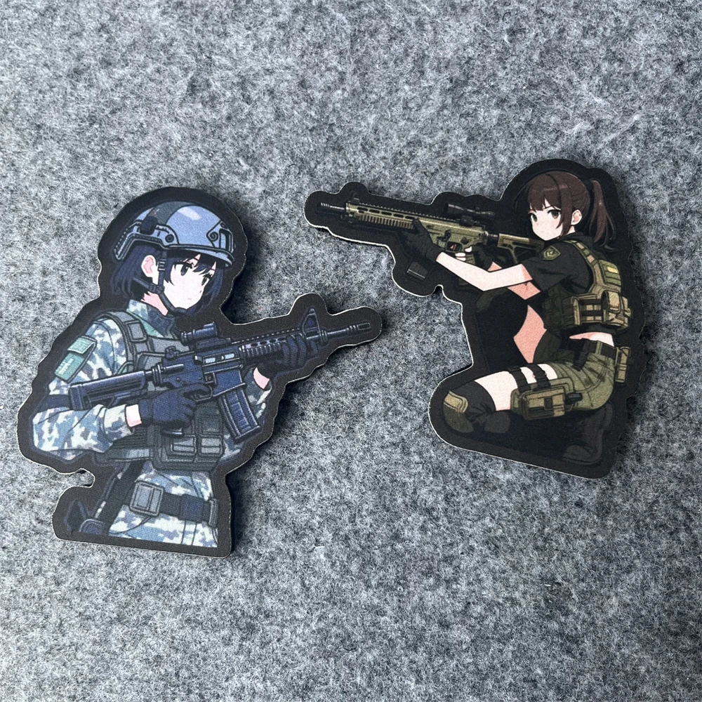 Parche táctico para niña, emblema del ejército moral militar, pegatina para mochila, parches de gancho y bucle impresos para ropa
