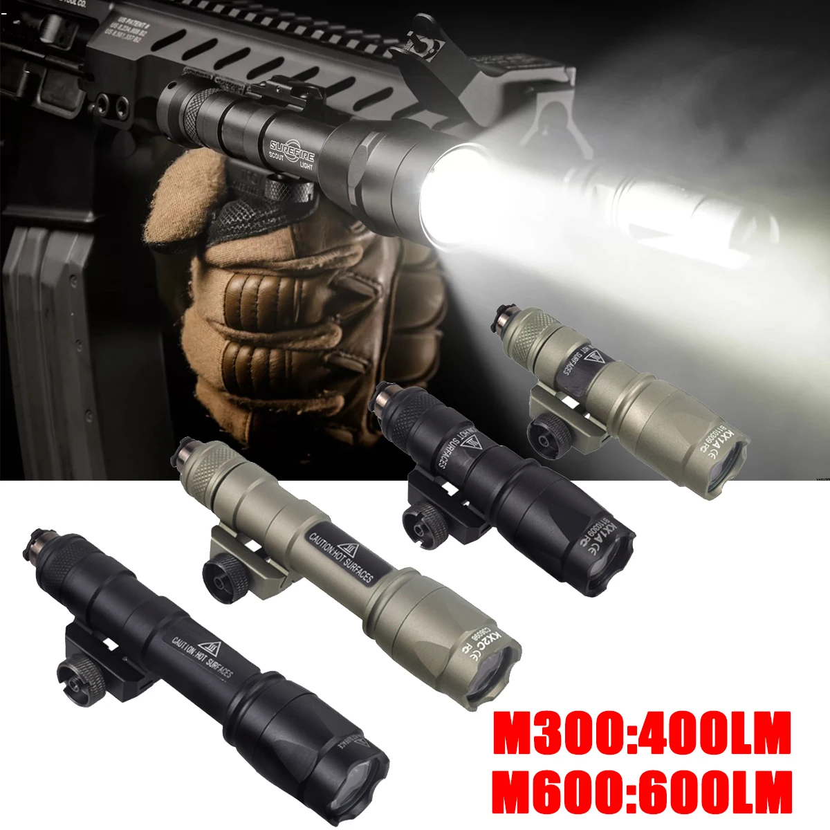 Surefire-linterna táctica M300B M600B, serie M300 M600, luz de explorador, 600 lúmenes, lámpara de luz de caza Airsoft, interruptor de aleación de aluminio - imagen 3