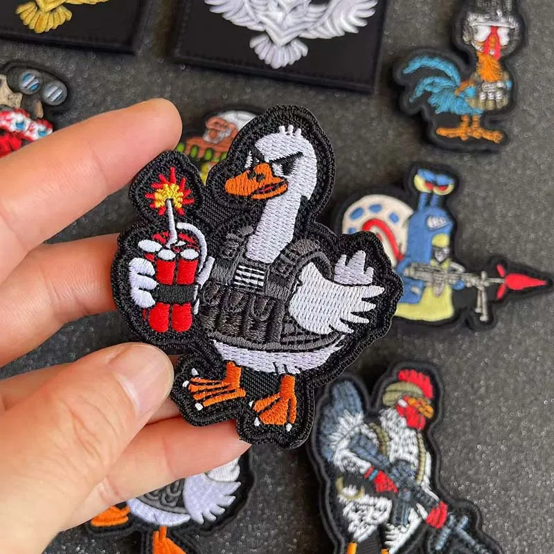 Parches bordados con apliques de ropa, emblema de moral táctica, búho, gallo, pato, caracol, insignia militar de animales para mochila, sombrero - imagen 5