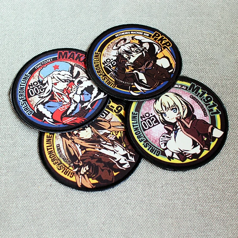 Parche de primera línea para niñas, parche de Anime, pegatina bordada, insignias tácticas de pistola para niñas en mochila, brazalete con emblema de gancho 404 Squad - imagen 5