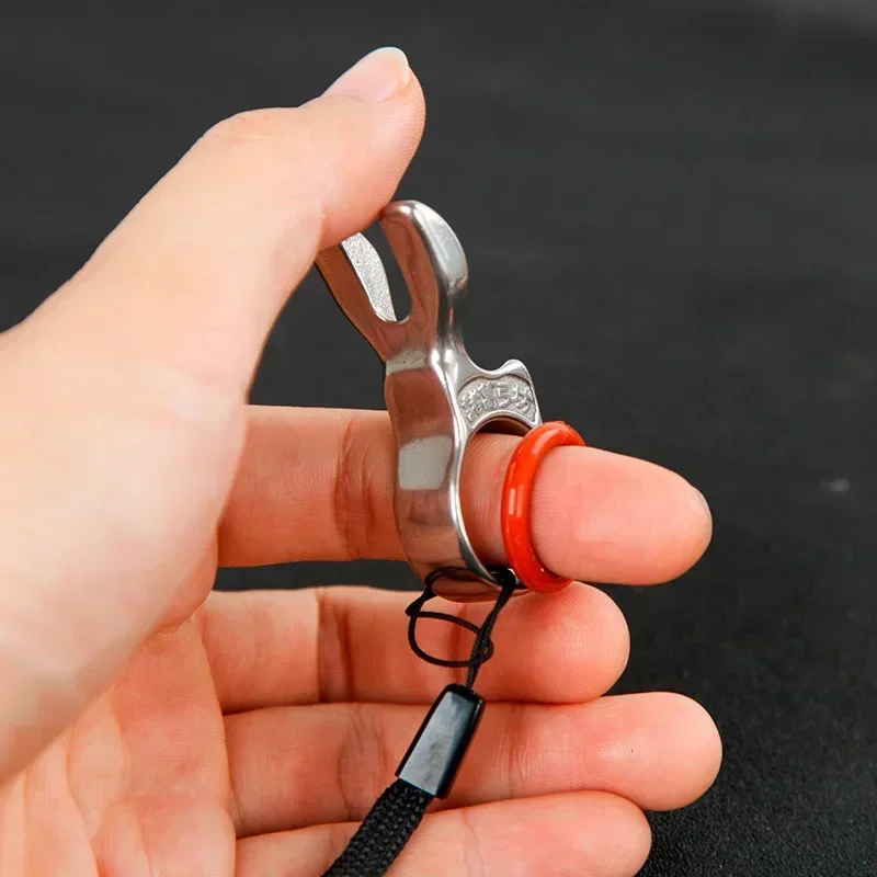 Anillo de acero inoxidable para tirachinas, protección para los dedos, herramienta de caza, 1 piezas - imagen 3