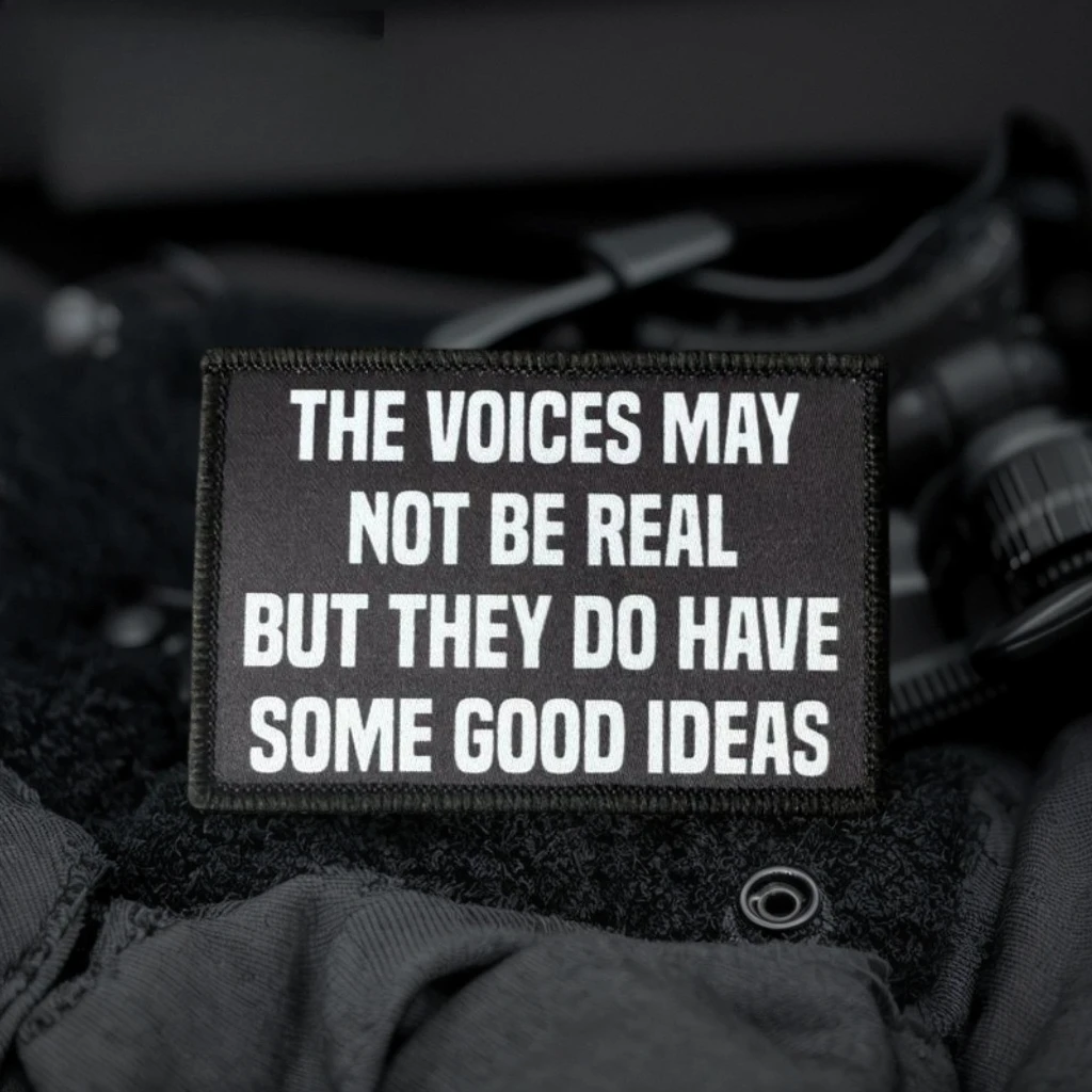 Insignia de moral de las voces en mi cabeza, parches tácticos con gancho y bucle para ropa, pegatinas decorativas para mochila al aire libre
