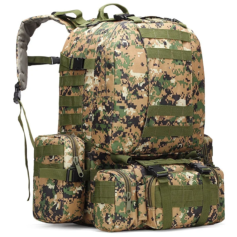 Mochila táctica de nailon Molle de alta capacidad de 55L, mochilas militares de asalto, Camping, caza, deporte, viajes, senderismo, bolsa militar al aire libre - imagen 2