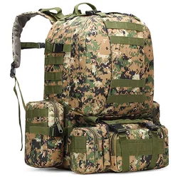 Mochila táctica de nailon 55L para camping, caza y senderismo