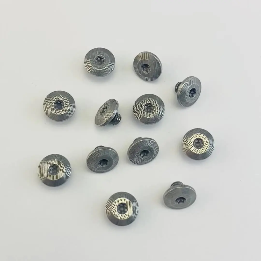 Patrón de Damasco personalizado, mango de cuchillo hecho de acero, Material de fabricación DIY, tornillo M4, husillo de clavos, remache, perno, pieza de accesorios de fabricación DIY - imagen 5