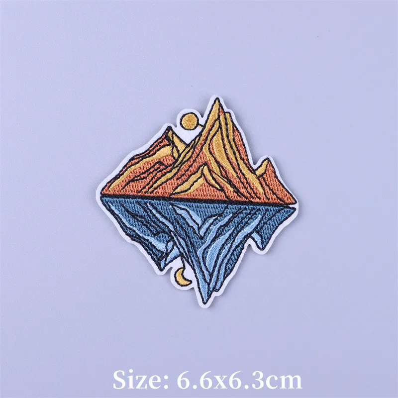 Parches bordados para planchar en la ropa, ropa termoadhesiva, paisaje natural, exploración al aire libre, senderismo, montañismo, Camping - imagen 2
