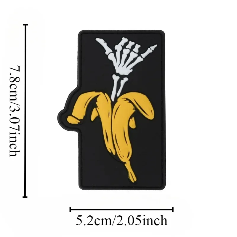 Divertidos parches tácticos de palma y calavera de plátano, insignia de moral de esqueleto de plátano, emblema creativo de gancho y bucle de PVC, accesorios para mochila táctica - imagen 3