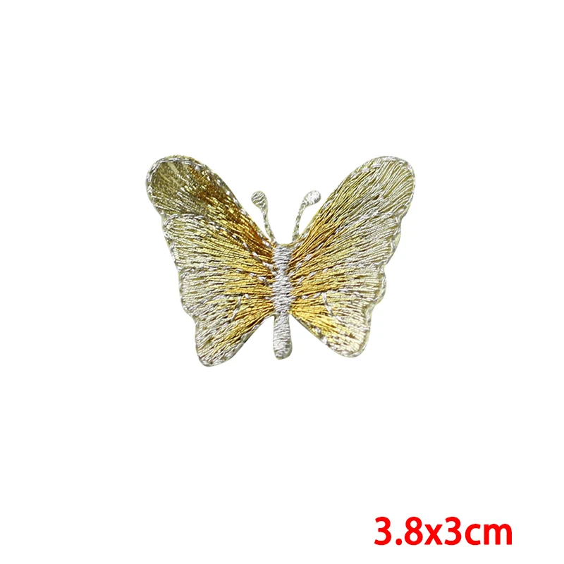 Parches de mariposa para ropa, pegatinas bonitas, parche bordado a rayas para chaqueta, insignias de dibujos animados DIY, 10 unidades por lote - imagen 5