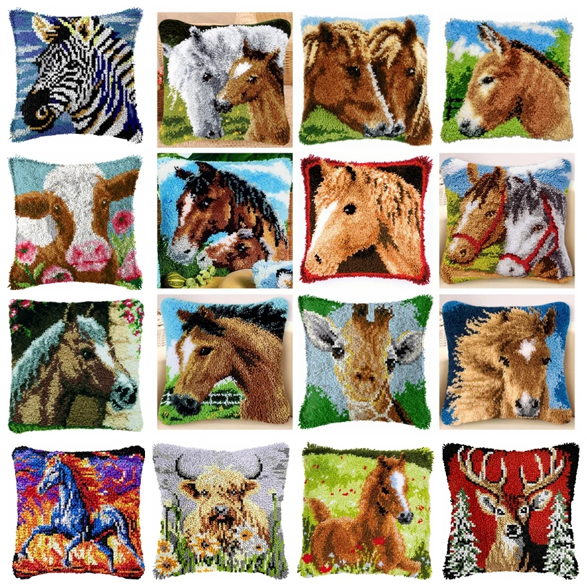 Gancho de pestillo para almohada, Knooppakket, alfombra de caballo Animal, juego de costura, gancho de pestillo, paquete de botones de cojín, mosquetón DIY knoopkussen