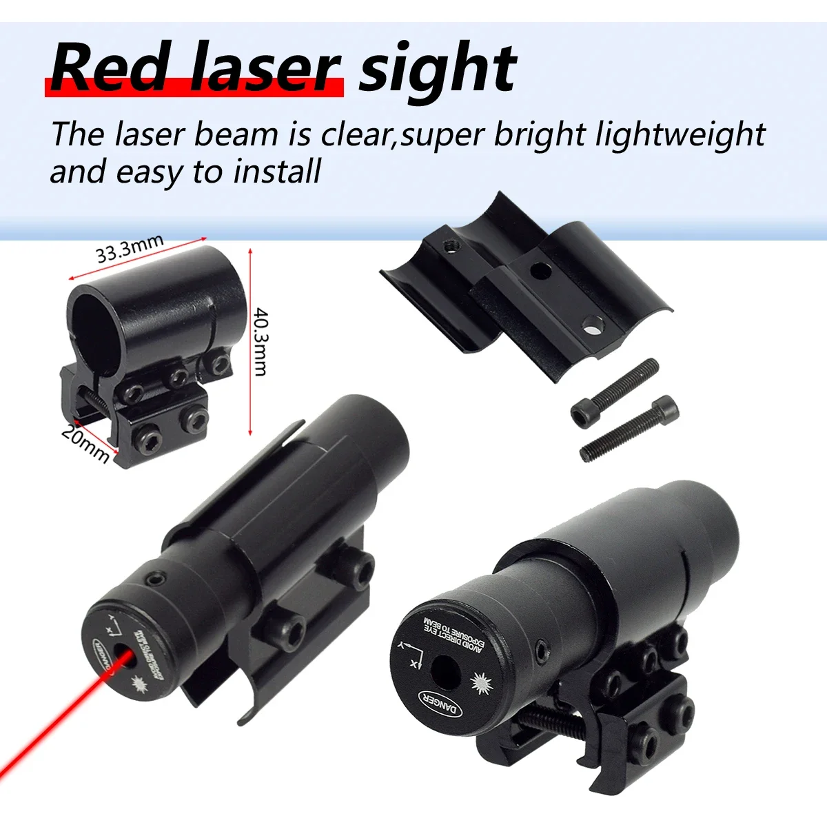 Mira láser roja táctica Airsoft, riel Picatinny ajustable de 20mm y 11mm con soporte para Rifle de pistola, accesorios de caza