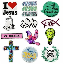 10 unids/set venta al por mayor fe del Jesús caminos bordados Fusibles para ropa cruzando hierro en parche para accesorios de ropa pegatinas