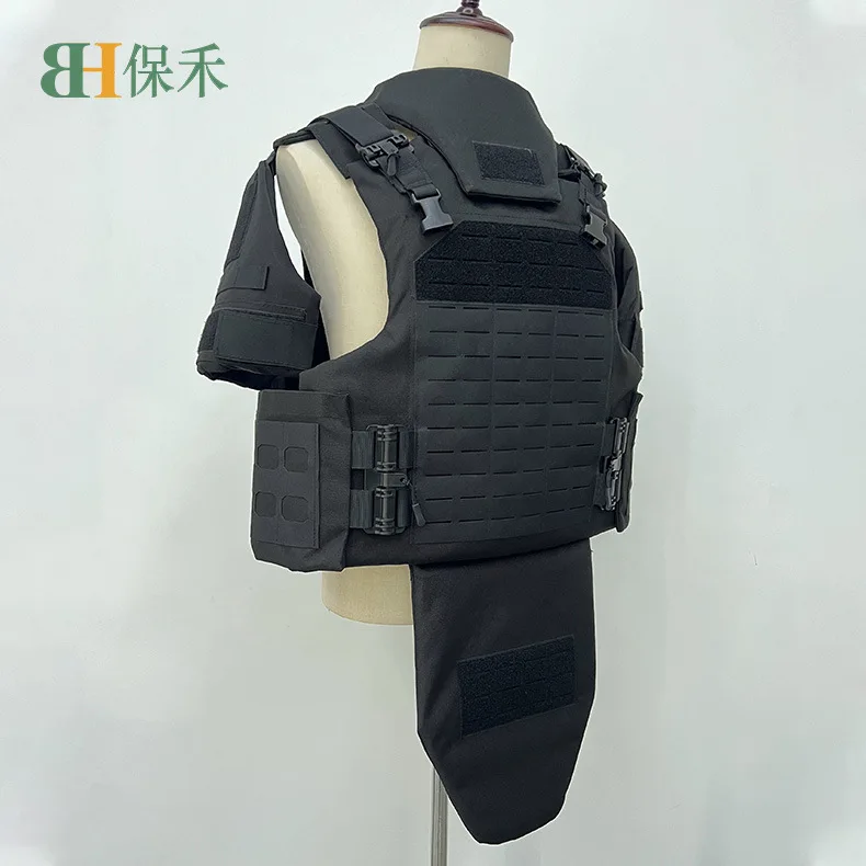 Chaleco antibalas negro de liberación rápida con protectores de cuello y hombros Protector de entrepierna (sin tablero de forro) - imagen 3