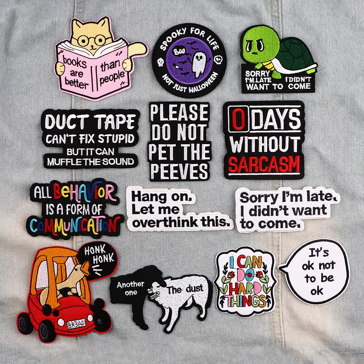 Parche de ganso divertido, parches bordados de dibujos animados para ropa, parches para planchar DIY para ropa, parches adhesivos con letras - imagen 3