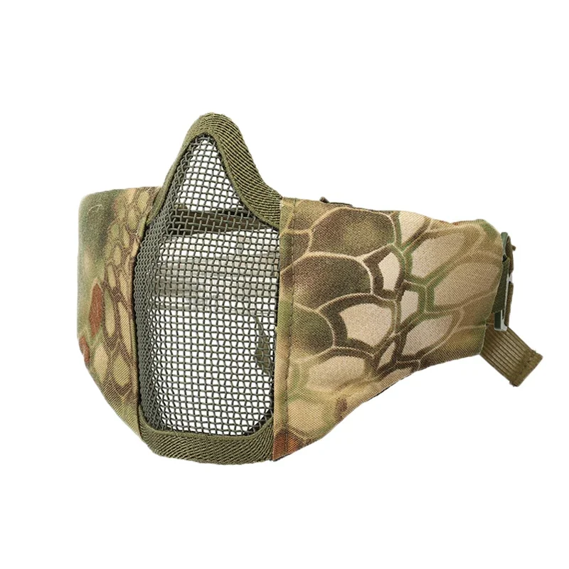 Mascarilla facial de camuflaje para exteriores, Airsoft, malla de red de acero medio metálico, táctica, Paintball, ciclismo, máscara protectora transpirable para equipo de caza - imagen 4