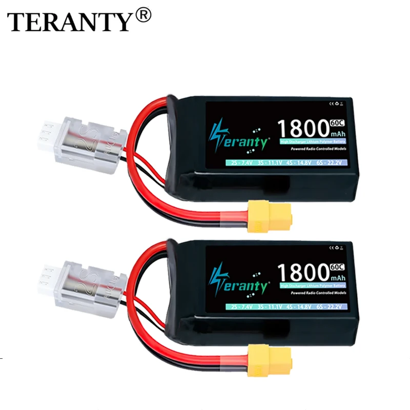 2/4 Uds TERANTY 2S 1800mAh 7,4 V 60C batería Lipo con enchufe T XT30 XT60 JST para RC coche camión Buggy FPV Drone helicóptero avión