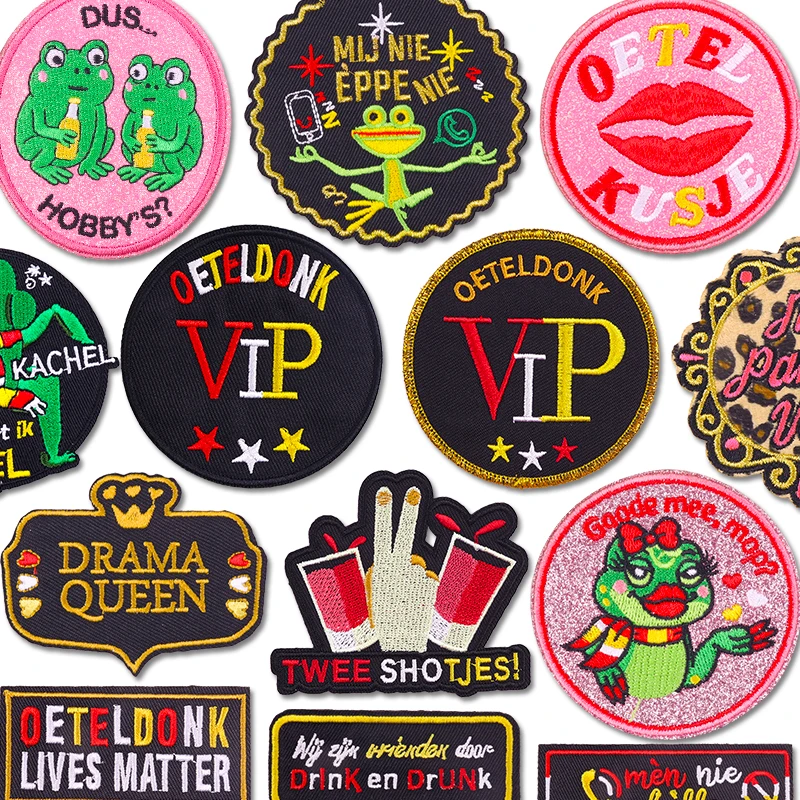Nuevo Parche de rana de Carnaval de Países Bajos, emblema de Oeteldonk de Países Bajos, parches bordados para ropa, parches para planchar para ropa DIY