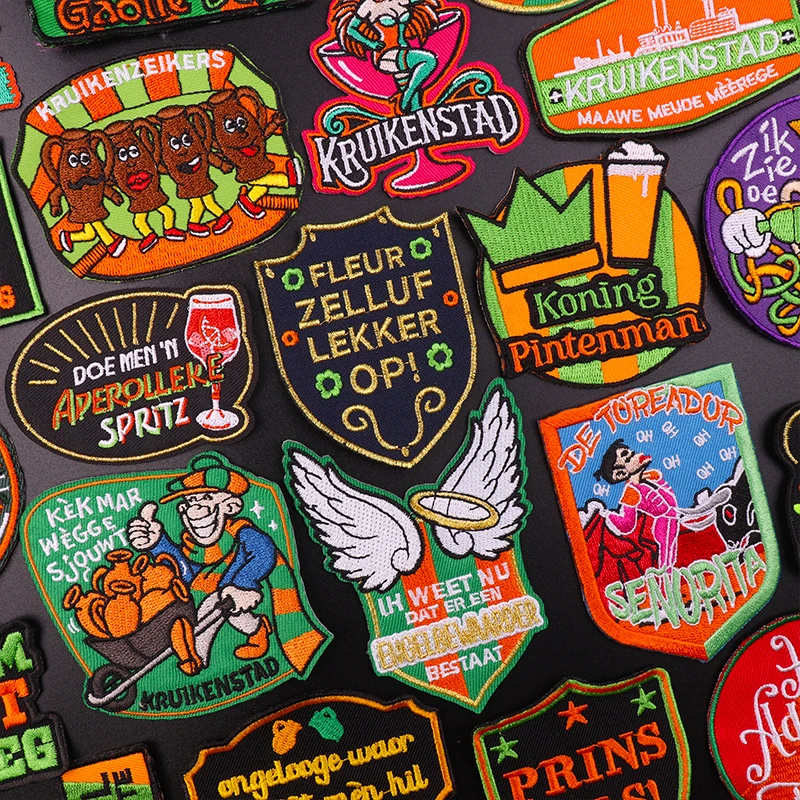 Parches de carnaval de Países Bajos, emblema de Kruikenstader, parches bordados para costura de ropa/planchado en apliques, insignias decorativas DIY