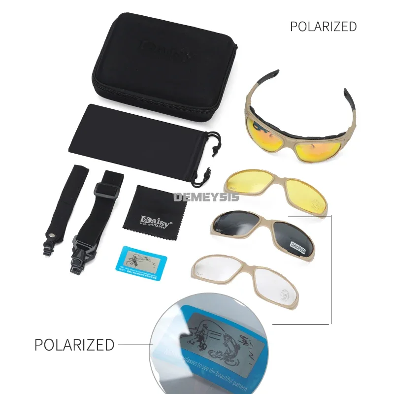 Gafas polarizadas tácticas para tiro al aire libre, gafas de seguridad con 4 lentes para ciclismo, senderismo y motocicleta - imagen 5
