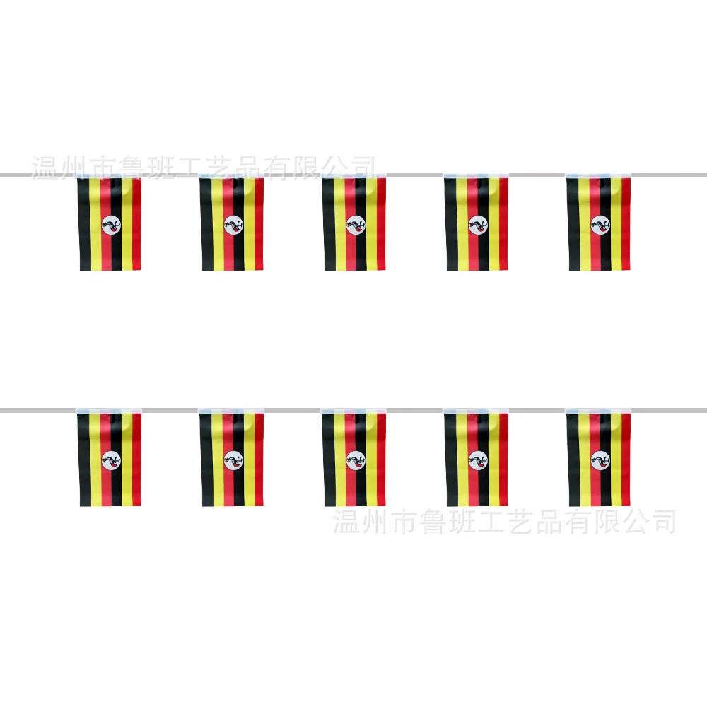 Banderines SKY FLAG Uganda, 14x21cm, 20 unids/lote, banderas de cuerda de Uganda, banderín para decoración de fiesta y Festival