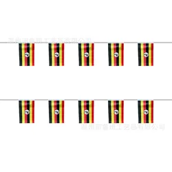 BANDERA DE SKY 14x21 cm banderines de Uganda 20 unids/lote banderas de poliéster de cuerda de Uganda banderín Banner para decoración de fiesta Festival