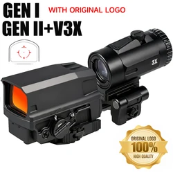 GEN II con lupa V3XM, Rifle de caza holográfico, óptica, punto rojo, mira a prueba de golpes, riel de 20mm con marcas originales