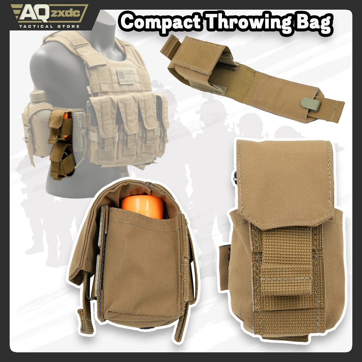 AQzxdc AG-45 Bolsa compacta lanzable de extracción rápida - Bolsa táctica de extracción rápida Correa elástica Compatible con granada de diferentes tamaños