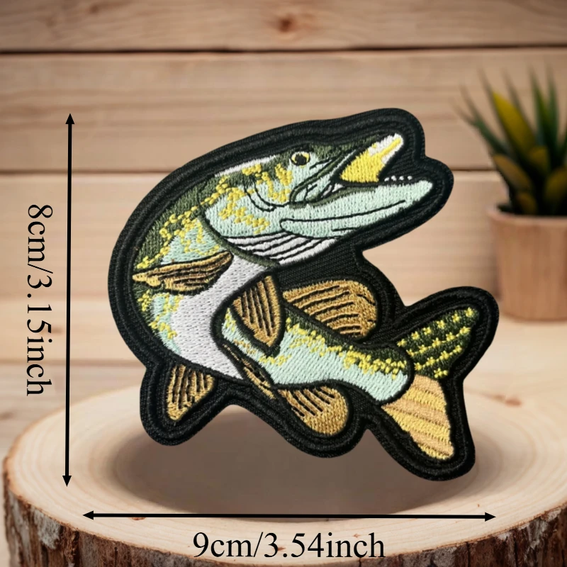 Parche bordado de peces de dibujos animados, chaleco táctico, insignia de moral con gancho y bucle, pegatinas decorativas para mochila, parches para brazalete para ropa - imagen 3