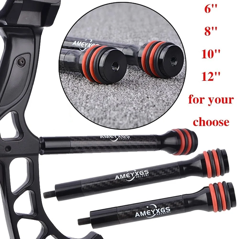 Barra de equilibrio de tiro con arco de 6/8/10/12 pulgadas, amortiguador de carbono, estabilizador de arco compuesto, amortiguador de tiro, práctica de objetivo de caza