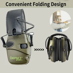 Orejera táctica antiruido para caza, auriculares para tiro, reducción de ruido, protección auditiva electrónica