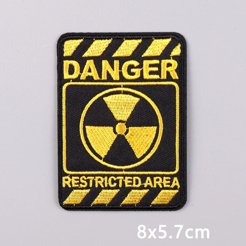 Parche bordado de radiación de planta de energía nuclear, parches termoadhesivos para planchar para ropa, insignias de costura/fusibles DIY - imagen 5