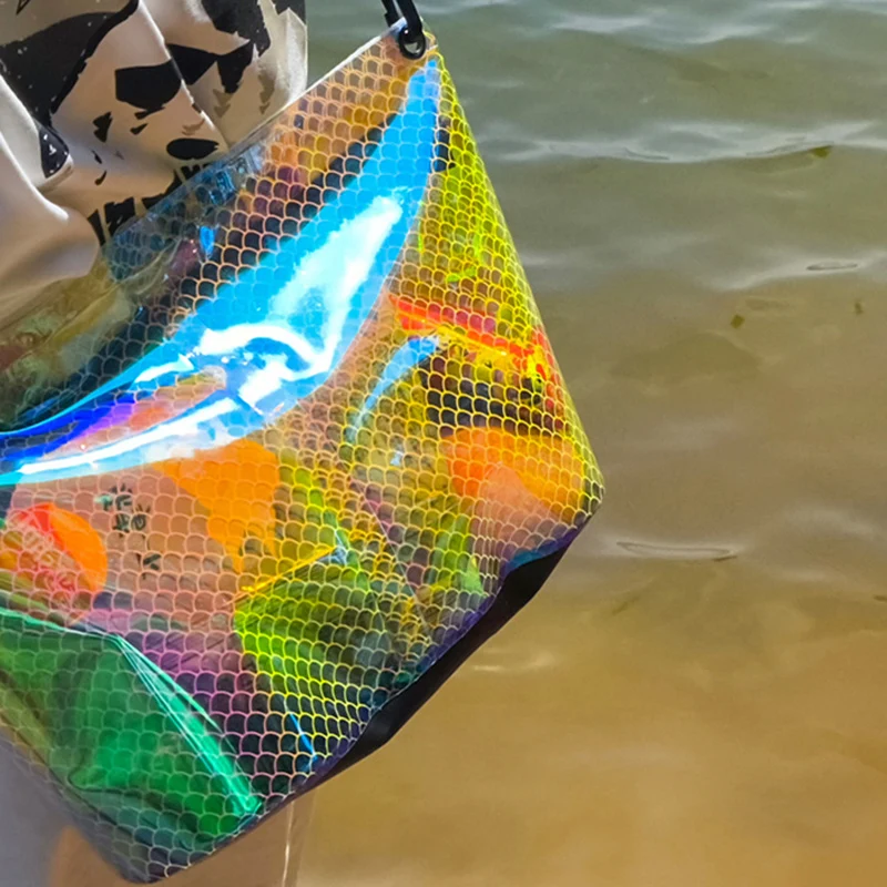 Bolso cruzado de maquillaje para natación de Color deslumbrante, paquete de cosméticos para mujer, estuche de belleza con cremallera impermeable para chica, bolso para exteriores, bolsas de playa - imagen 4