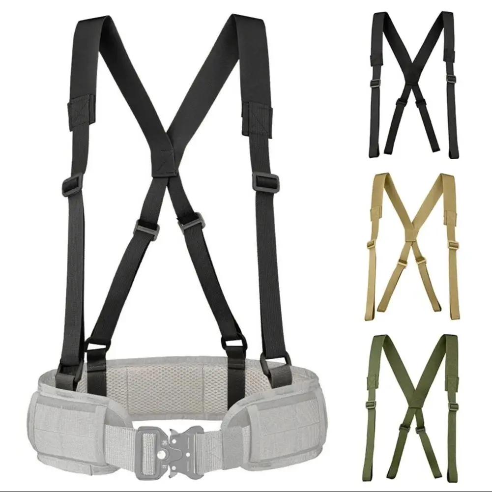 Arnés de tirantes tácticos acolchados ajustables, cinturón de nailon, cinturón de herramientas multifunción para trabajo táctico al aire libre y caza, 1 ud.