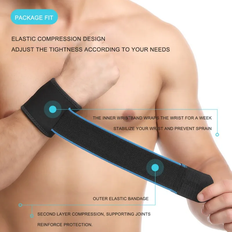 Muñequera deportiva ajustable de 1 piezas, banda de apoyo para levantamiento de pesas, gimnasio, bádminton, tenis - imagen 3