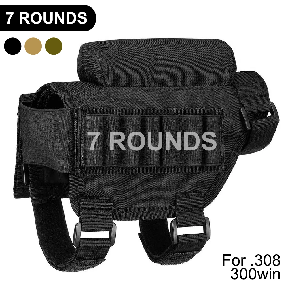 Soporte para carcasa de Rifle de 7 rondas, soporte para carcasa de culata, almohadilla para reposa mejillas, bolsa para cartuchos, bolsa para munición, soporte para balas, bolsa para caza y tiro