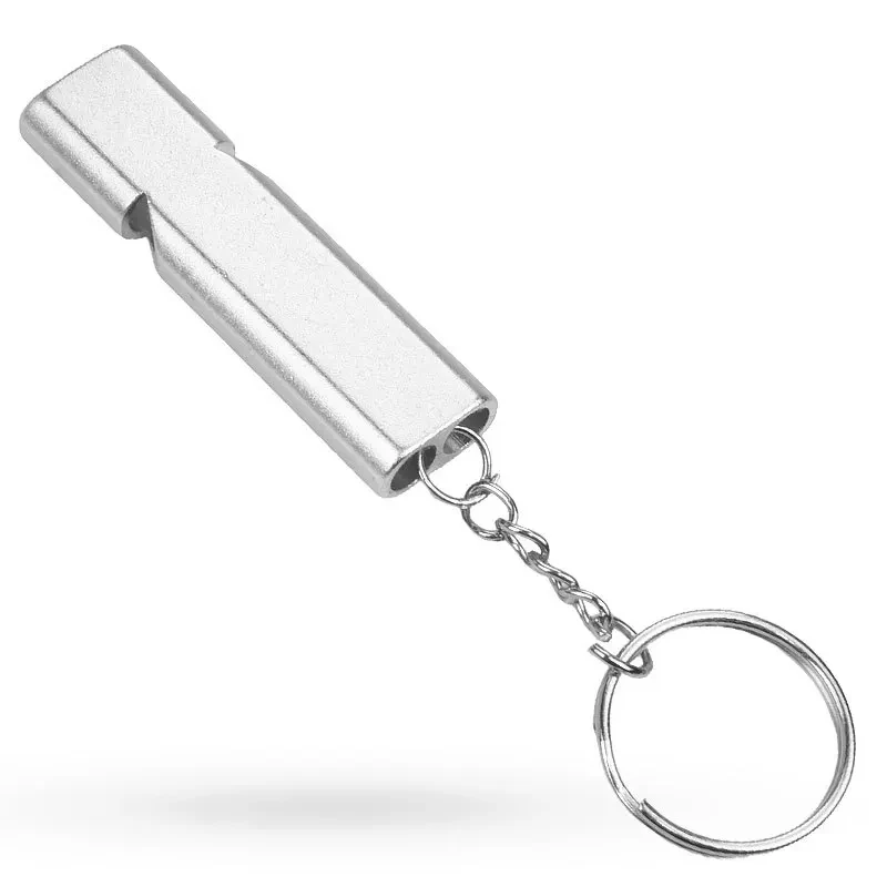 Silbato de supervivencia al aire libre, aleación de aluminio, Metal, doble agujero, Tweetersurvival Whistle de alta frecuencia, herramienta de rescate de alta decibe de 150db - imagen 5