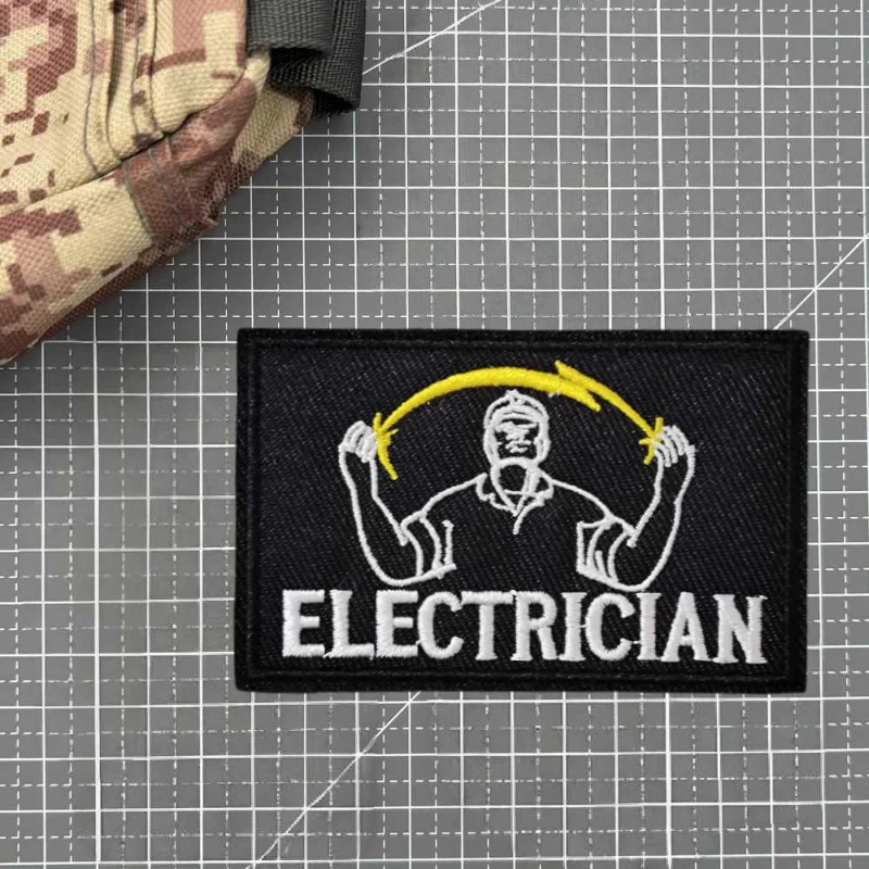 Parche bordado electricista con velcro – Insignia moral para chaleco táctico - imagen 5