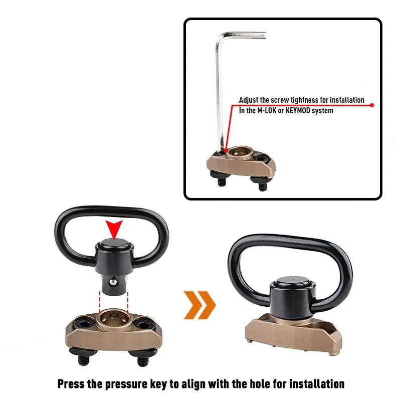 WADSN, adaptador de eslinga de Metal táctico QD, M-LOK de montaje en Riel, correa de hebilla, correa de lazo, correa de acero, botón de montaje en riel - imagen 4