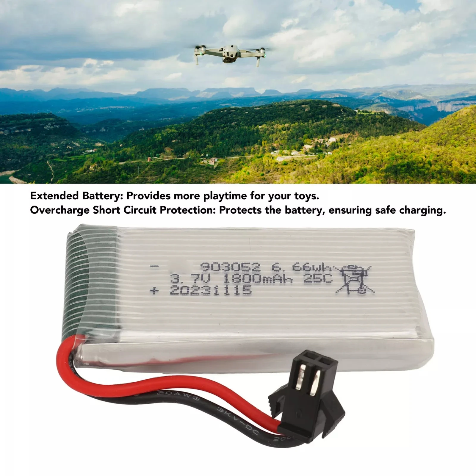 Batería LiPo para cuadricóptero FPV de fotografía con cargador compatible - imagen 3
