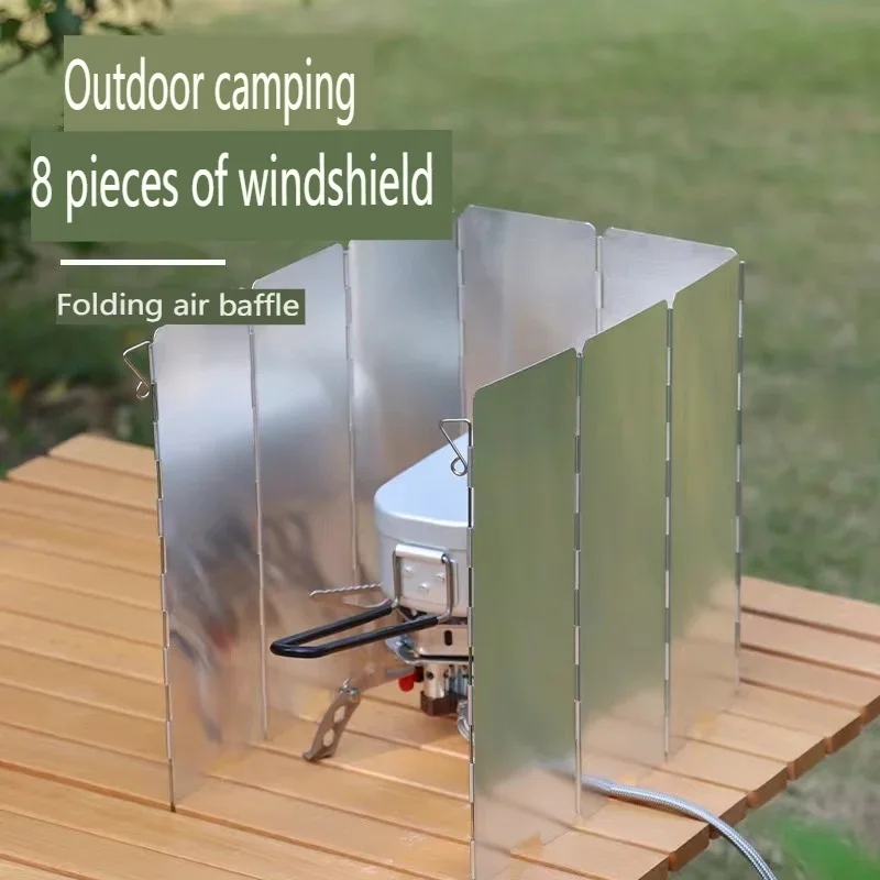 Estufa de tarjeta al aire libre, tablero a prueba de viento, cubierta a prueba de viento para estufa, deflector para picnic y camping, aleación de aluminio ultraligera, fácil de plegar - imagen 2
