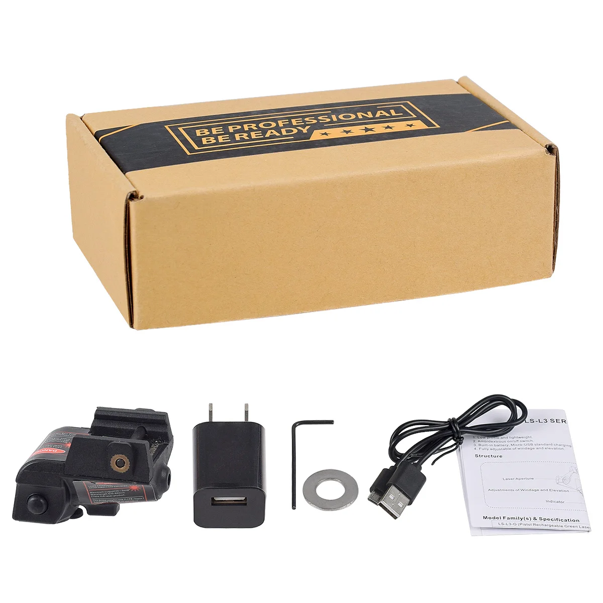 Mira láser táctica USB, luz de pistola compacta recargable, riel Picatinny para Glock17/19/20