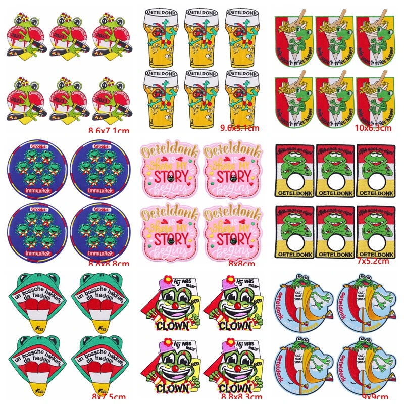 10 unids/lote Eindhoven Oeteldonk parche Fusible hierro en parches para ropa parches bordados de Carnaval de Países Bajos en la ropa