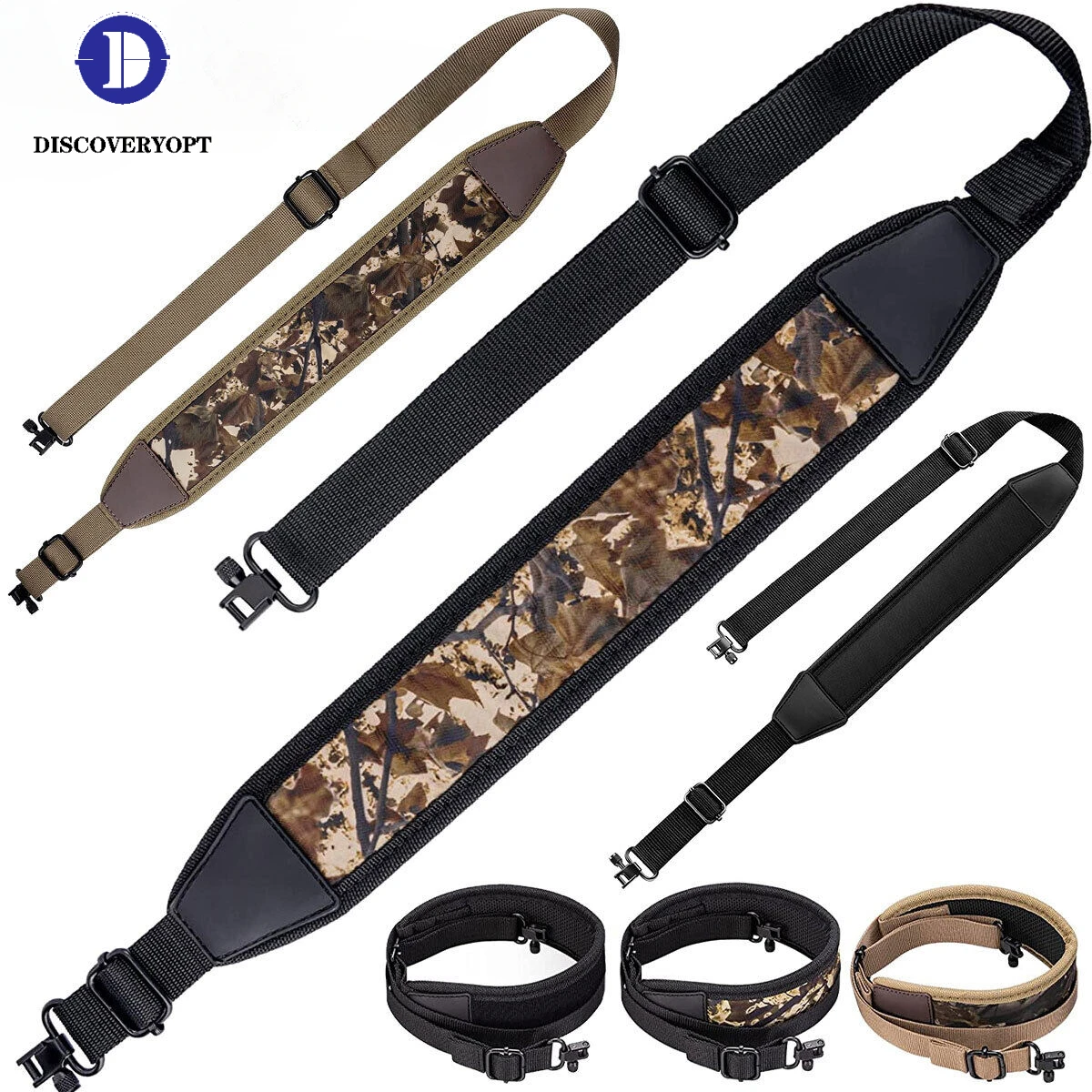 DISCOVERY-eslinga para Rifle de camuflaje, eslinga para pistola de 2 puntos, correa ajustable acolchada para hombro con giratorios, accesorios de caza