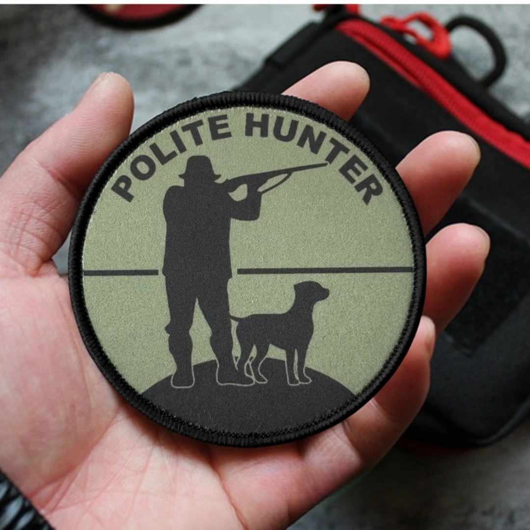 Parche de cazador pulido, insignia de moral táctica, emblema del ejército militar, pegatina para mochila, parches de gancho y bucle impresos, ropa - imagen 3