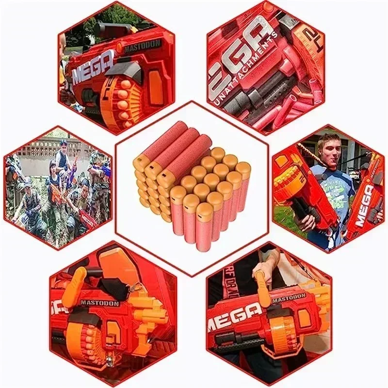 Mega Dardos 30 PCS Paquete de Recambio Compatible Mega Bullets Para N-Strike Mega Series Blasters Pistola de Juguete - Dardos de Espuma Rojo Y Azul - imagen 5