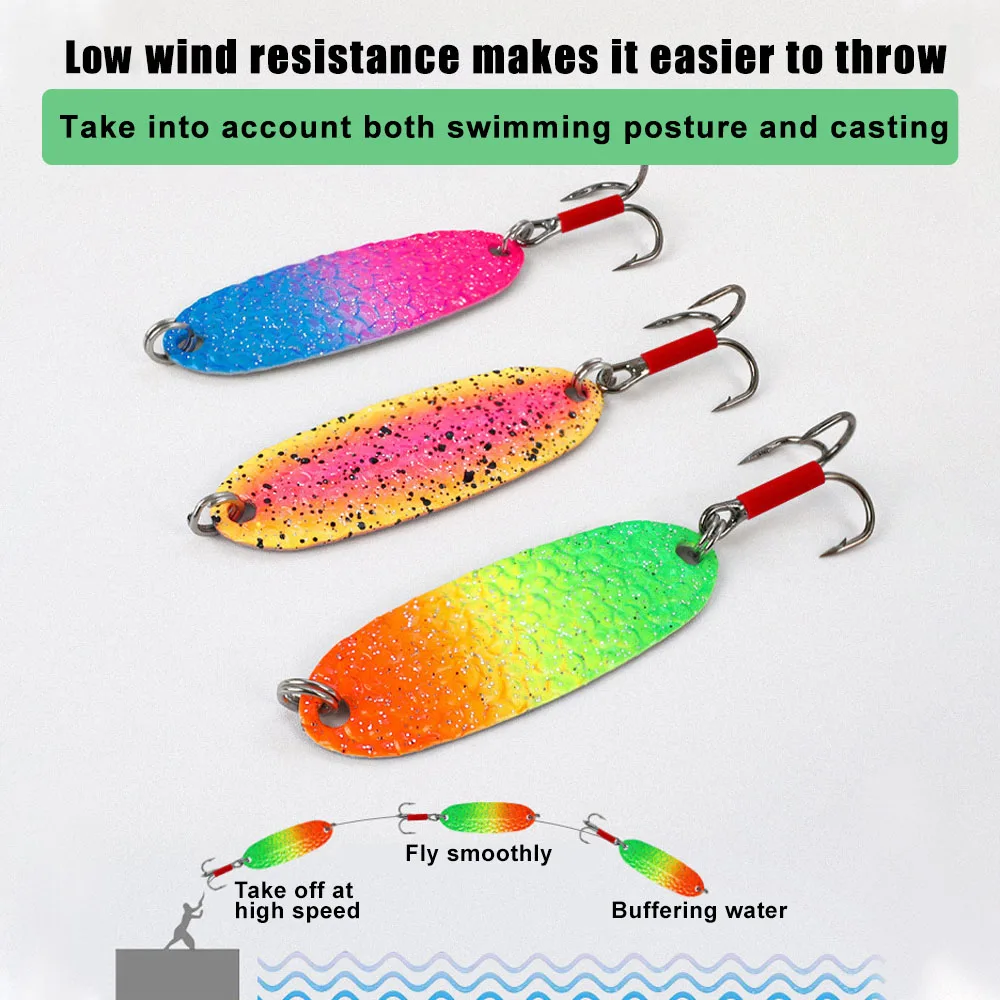 Señuelos giratorios de Metal, cebos de cucharas de pesca con ganchos, aparejos giratorios, equipo de lentejuelas duras, Señuelos de Pesca para Lucio, perca y lubina, 5 uds. - imagen 4