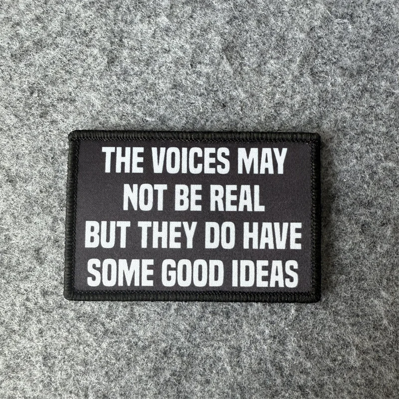 Insignia de moral de las voces en mi cabeza, parches tácticos con gancho y bucle para ropa, pegatinas decorativas para mochila al aire libre - imagen 5